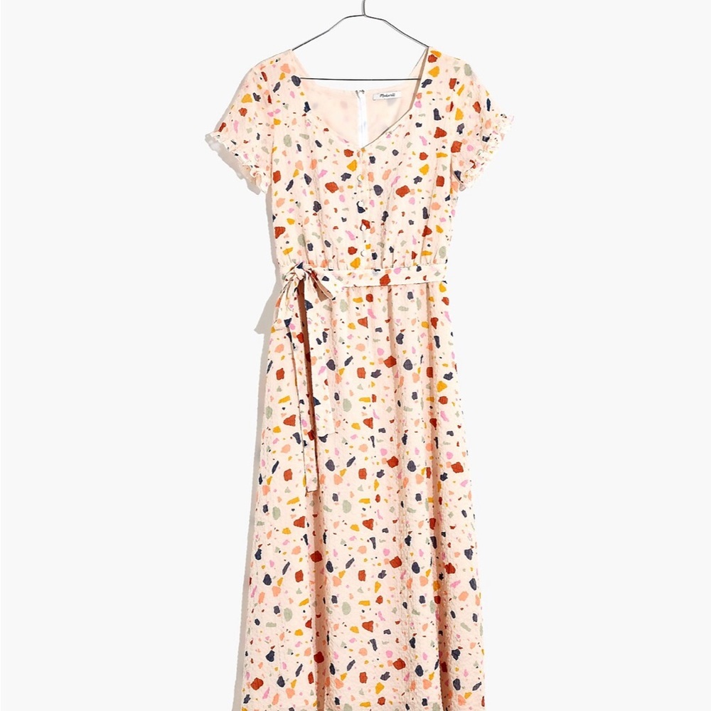 MADEWELL Tie-waist Midi Dress in Terrazo